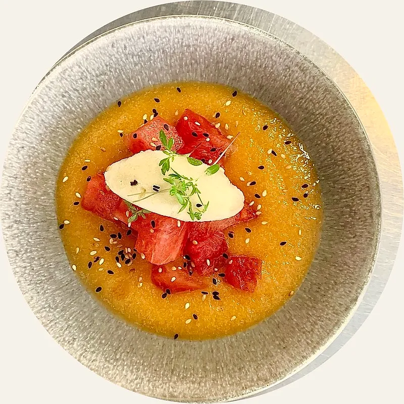 Soupe de melon et pastèque fraîche